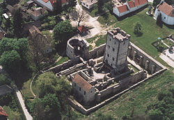 Aerial photography of the castle of Nagyvázsony