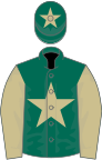 Dark green, beige star, sleeves and star on cap