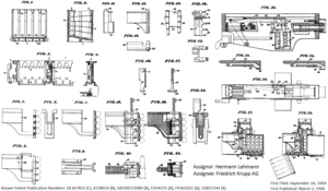Механизм подачи патронов от Хермана Леманна для пулемёта Максима; рисунки из патента № 167815 от 14 сентября 1904 года[8]