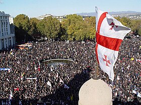 Manifestation sur la place de la Liberté, à Tbilissi.