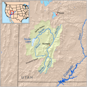 Sevier River watershed, (11,574 sq mi (29,980 km2))