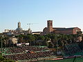 Die Gegengerade, im Hintergrund der Dom von Siena (links) und die Basilica di San Domenico (rechts)