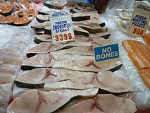 Swordfish steaks for sale at a market