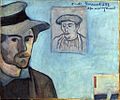 Self-portrait with portrait of Paul Gauguin, Bernard, 1888.