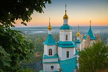 Photo of Sviatohirsk, the least populous city in the oblast and site of the 16th-century Sviatohirsk Lavra monastery