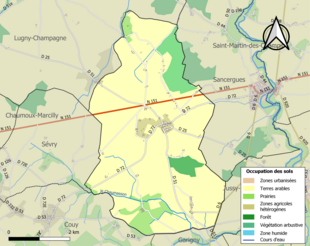 Carte en couleurs présentant l'occupation des sols.