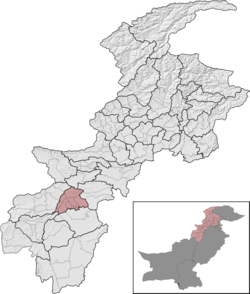 Bannu District (red) in Khyber Pakhtunkhwa