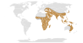 Aire de répartition du genre Corbicula : Zones de présence en 1920.