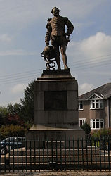 Bronze statue in Tavistock, the parish in which he was born, by Joseph Boehm, 1883