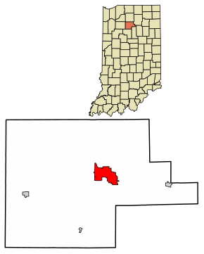 Location of Rochester in Fulton County, Indiana
