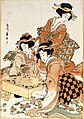 Geisha jugando a go, en Impresión xilográfica japonesa