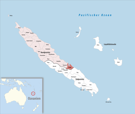 Location of the commune (in red) within New Caledonia