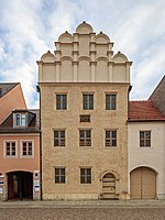 A beige house with inscription that Melanchthon lived there