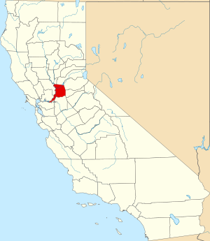 Map of California highlighting Sacramento County