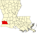 State map highlighting Calcasieu Parish