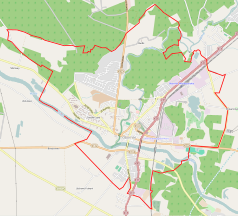 Mapa konturowa Obornik, w centrum znajduje się punkt z opisem „Słonawy”