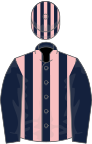 Dark blue and pink stripes, dark blue sleeves