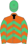 Orange and emerald green chevrons, emerald green cap