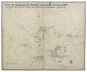 Карта земель Сумского слободского казацкого полка, составленная в 1725 году геодезистом Яковом Есеневым