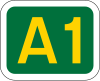 UK A1 road sign