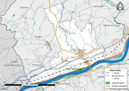 Carte des ZNIEFF de type 2 localisées sur la commune[Note 4].