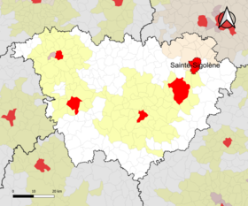 Localisation de l'aire d'attraction de Sainte-Sigolène dans le département de la Haute-Loire.