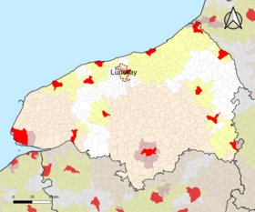 Localisation de l'aire d'attraction de Luneray dans le département de la Seine-Maritime.