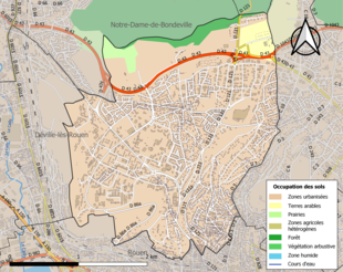 Carte en couleurs présentant l'occupation des sols.