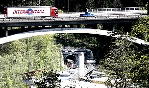 Accès côté autrichien à Bergisel, près d'Innsbruck.