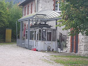 Former Beilngries station with a former Rheinbahn tram