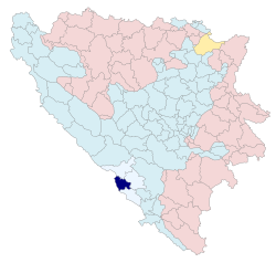 Location of Grude within Bosnia and Herzegovina