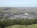 Panoramic view of Buxton from the top of Peak District.