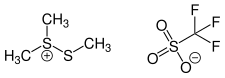 Strukturformel von Dimethyl(methylthio)sulfoniumtriflat