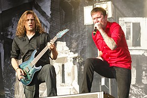 Guitarist Maik Weichert and vocalist Marcus Bischoff performing at Deichbrand 2014