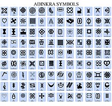 Muestras de símbolos Adinkra grabados