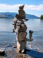 Inuksuk on the shore of sẁiẁs Provincial Park, Osoyoos Lake, British Columbia