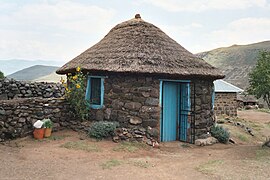 In Lesotho: rondavel stones