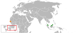 Map indicating locations of Malaysia and Senegal