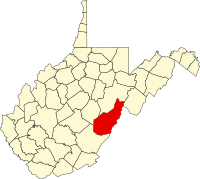 ポカホンタス郡の位置を示したウェストバージニア州の地図