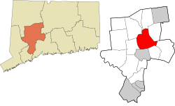 Waterbury's location within the Naugatuck Valley Planning Region and the state of Connecticut