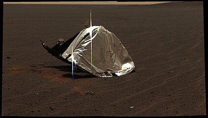 MER-B's discarded heat shield on the surface of Mars.