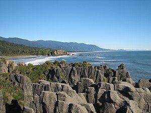 Looking south from the Pancake Rocks