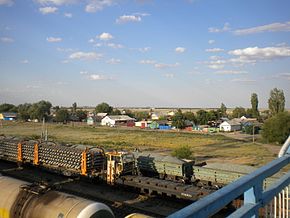 Верхний Баскунчак. Вид на посёлок со стороны пешеходного моста.