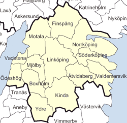Map of Östergötland County