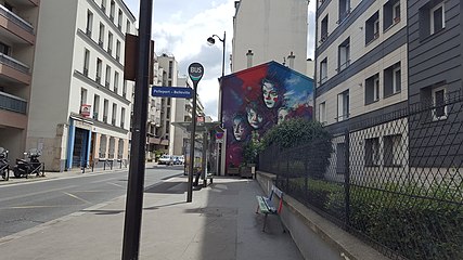 同, ピクセレクール通り (Œuvre de l'artiste C215, rue Pixerécourt.)