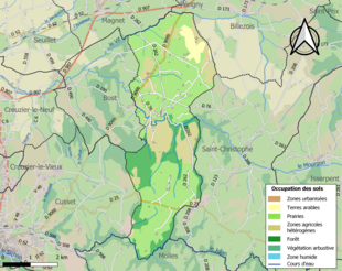 Carte en couleurs présentant l'occupation des sols.