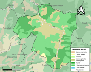 Carte en couleurs présentant l'occupation des sols.