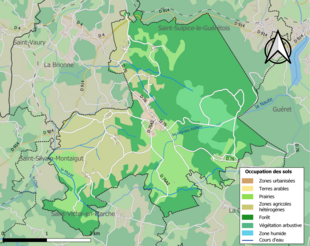 Carte en couleurs présentant l'occupation des sols.