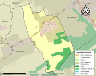 Carte en couleurs présentant l'occupation des sols.