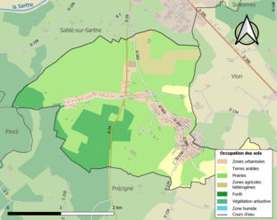 Carte en couleurs présentant l'occupation des sols.